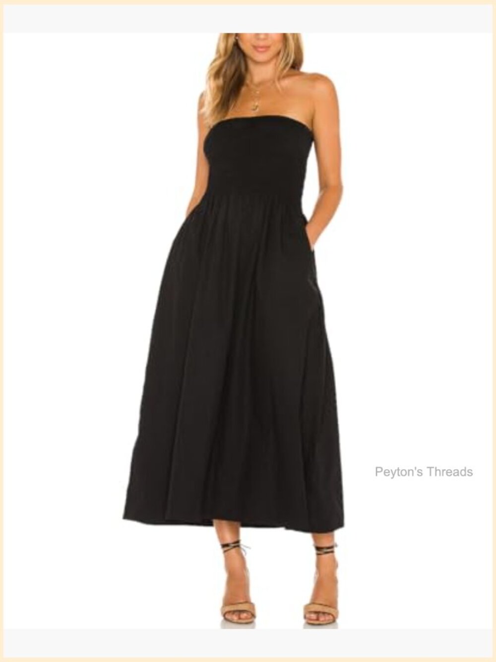 Women Strapless Tube Maxi Dress Flowy Swing Long Sundress Sleeveless Boho Beach - Picture 3 of 6